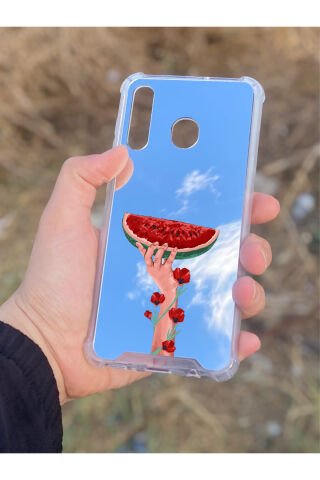 Samsung Galaxy A30 Uyumlu Aynalı Palestine Desenli Darbe Kamera Korumalı Silikon Telefon Kılıfı