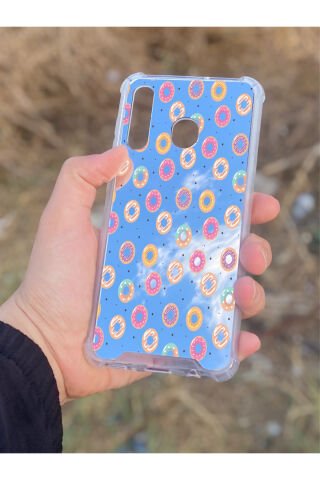 Samsung Galaxy A30 Uyumlu Aynalı Donut Desenli Darbe Kamera Korumalı Silikon Telefon Kılıfı