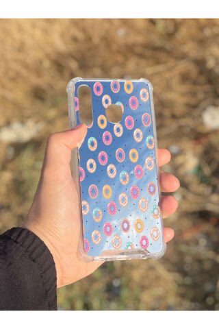 Samsung Galaxy A30 Uyumlu Aynalı Donut Desenli Darbe Kamera Korumalı Silikon Telefon Kılıfı