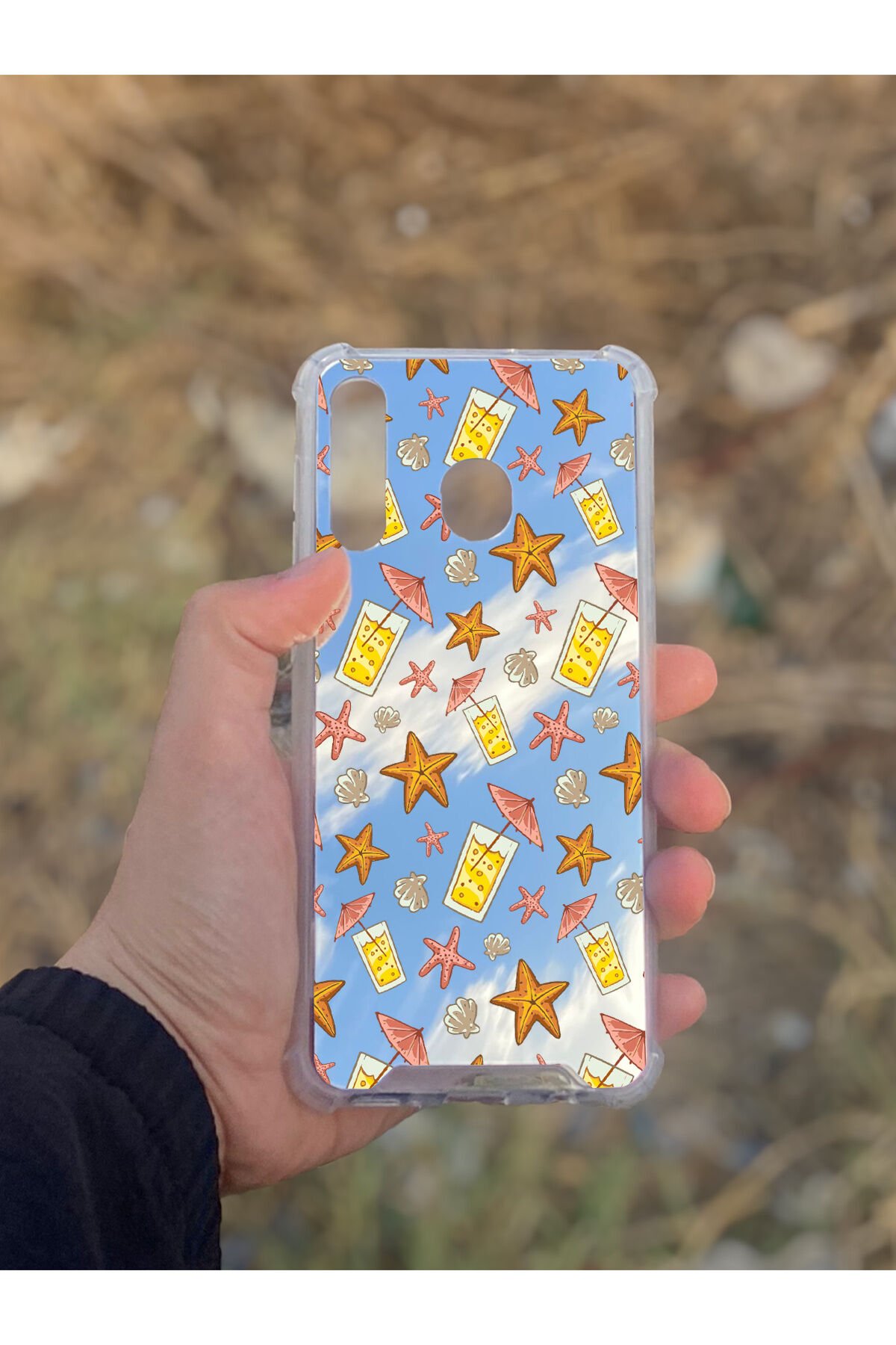 Samsung Galaxy A30 Uyumlu Aynalı Limonata Desenli Darbe Kamera Korumalı Silikon Telefon Kılıfı