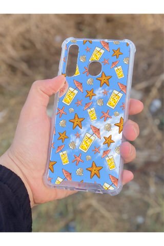 Samsung Galaxy A30 Uyumlu Aynalı Limonata Desenli Darbe Kamera Korumalı Silikon Telefon Kılıfı