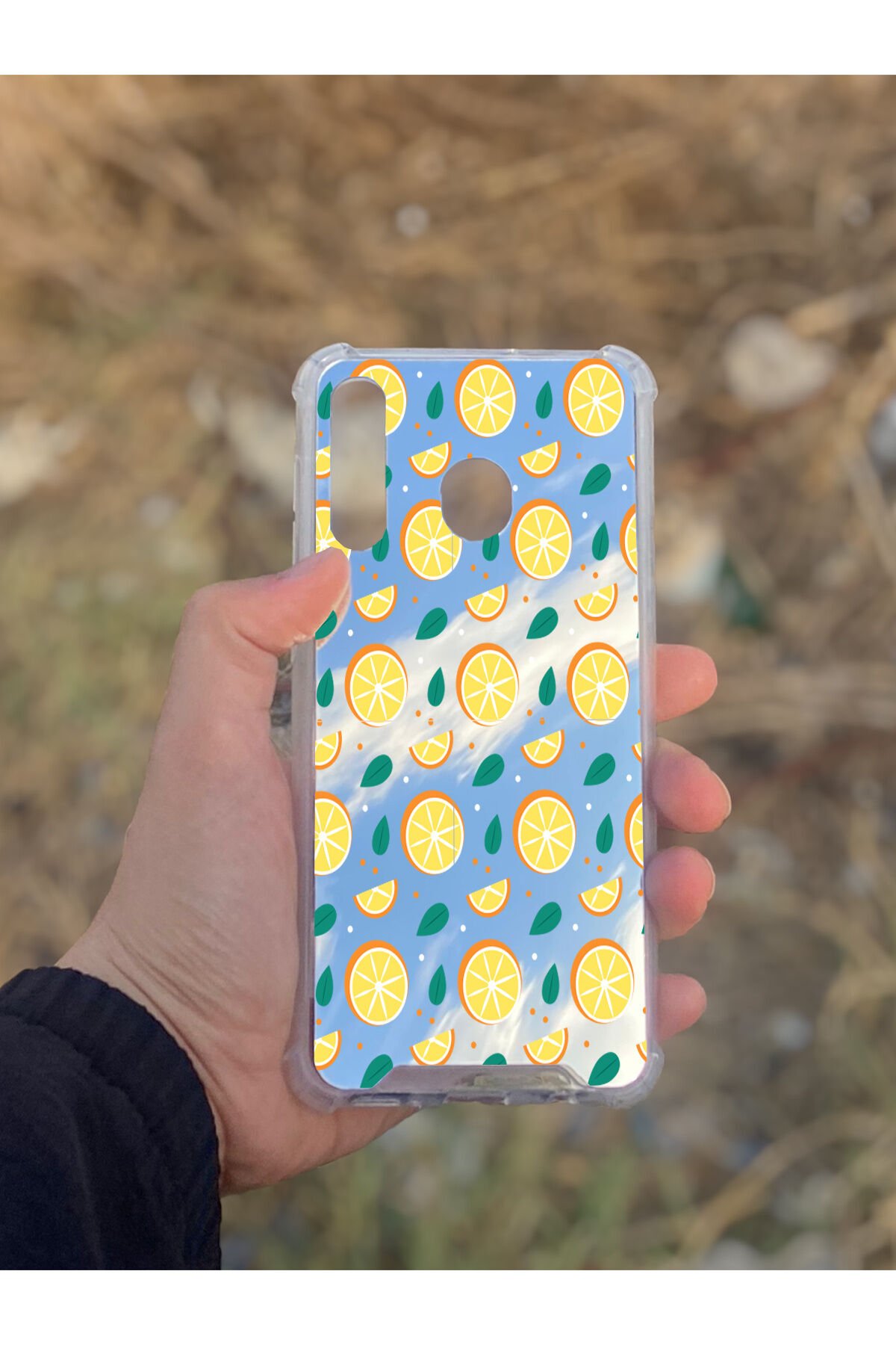 Samsung Galaxy A30 Uyumlu Aynalı Portakal Desenli Darbe Kamera Korumalı Silikon Telefon Kılıfı