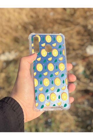 Samsung Galaxy A30 Uyumlu Aynalı Portakal Desenli Darbe Kamera Korumalı Silikon Telefon Kılıfı