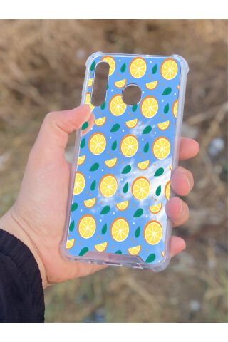 Samsung Galaxy A30 Uyumlu Aynalı Portakal Desenli Darbe Kamera Korumalı Silikon Telefon Kılıfı