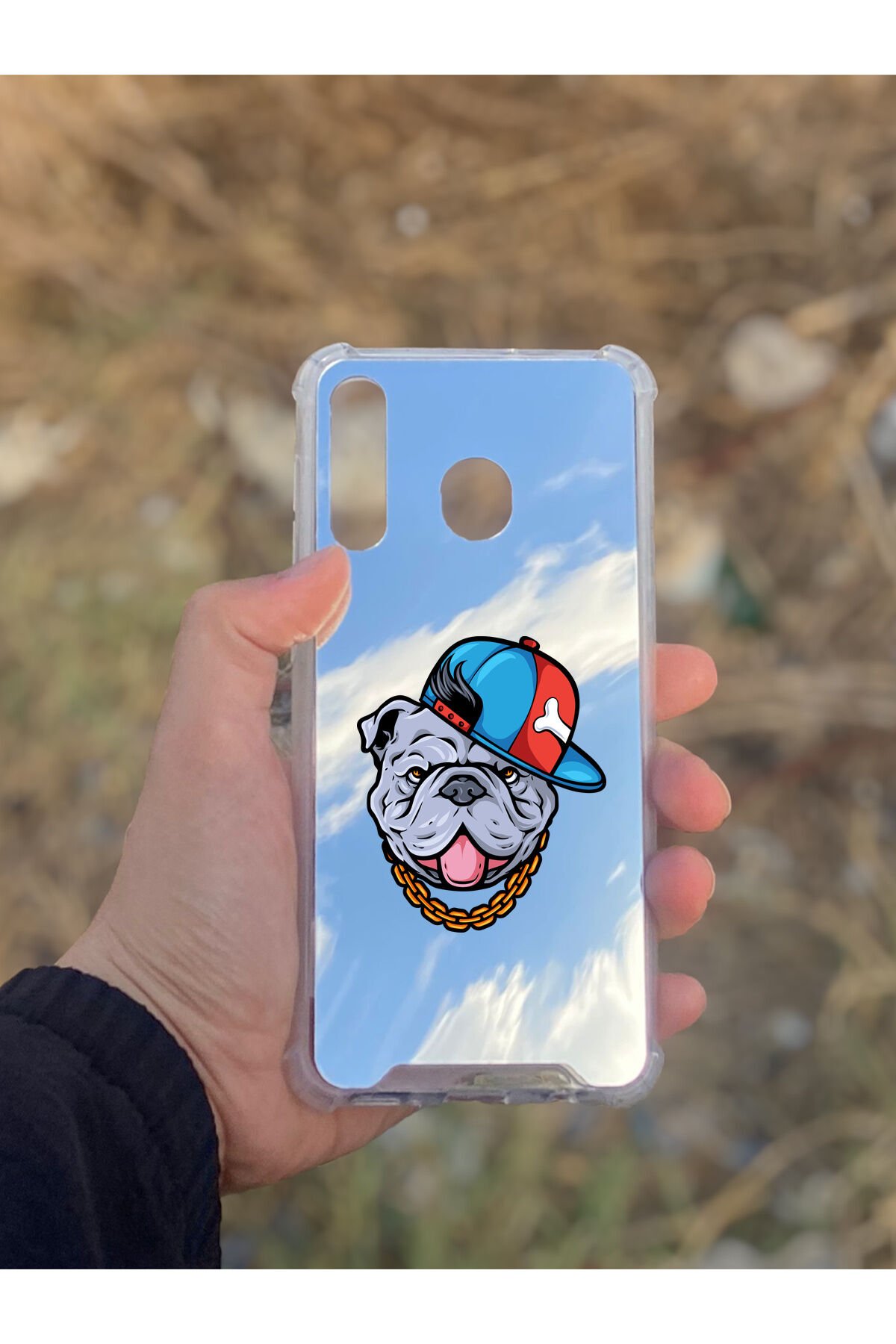 Samsung Galaxy A30 Uyumlu Aynalı Köpek Desenli Darbe Kamera Korumalı Silikon Telefon Kılıfı