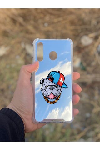 Samsung Galaxy A30 Uyumlu Aynalı Köpek Desenli Darbe Kamera Korumalı Silikon Telefon Kılıfı