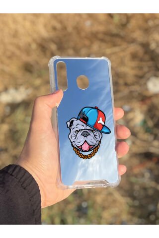 Samsung Galaxy A30 Uyumlu Aynalı Köpek Desenli Darbe Kamera Korumalı Silikon Telefon Kılıfı
