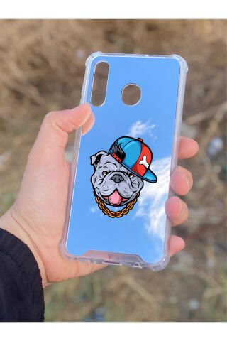 Samsung Galaxy A30 Uyumlu Aynalı Köpek Desenli Darbe Kamera Korumalı Silikon Telefon Kılıfı