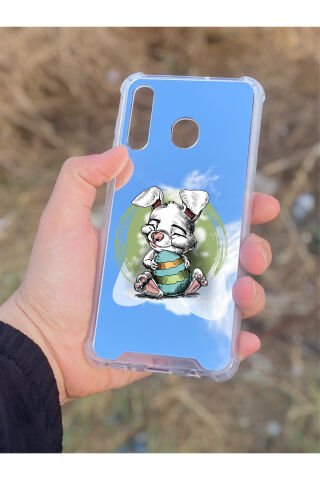 Samsung Galaxy A30 Uyumlu Aynalı Tavşan Desenli Darbe Kamera Korumalı Silikon Telefon Kılıfı