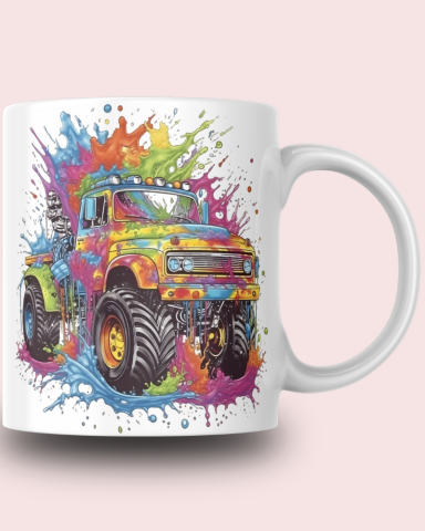 Monster Araba Temalı Tasarım Seramik 350 Ml Kupa Bardak