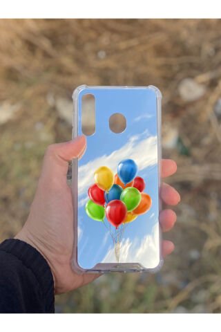 Samsung Galaxy A30 Uyumlu Aynalı Balon Desenli Darbe Kamera Korumalı Silikon Telefon Kılıfı