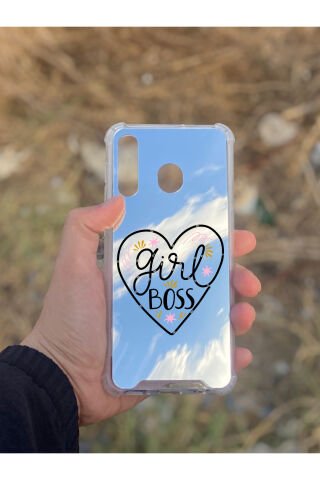 Samsung Galaxy A30 Uyumlu Aynalı Girl Bos Desenli Darbe Kamera Korumalı Silikon Telefon Kılıfı