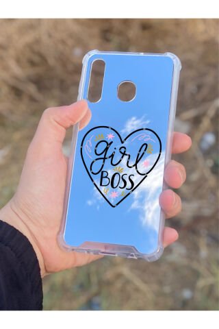 Samsung Galaxy A30 Uyumlu Aynalı Girl Bos Desenli Darbe Kamera Korumalı Silikon Telefon Kılıfı