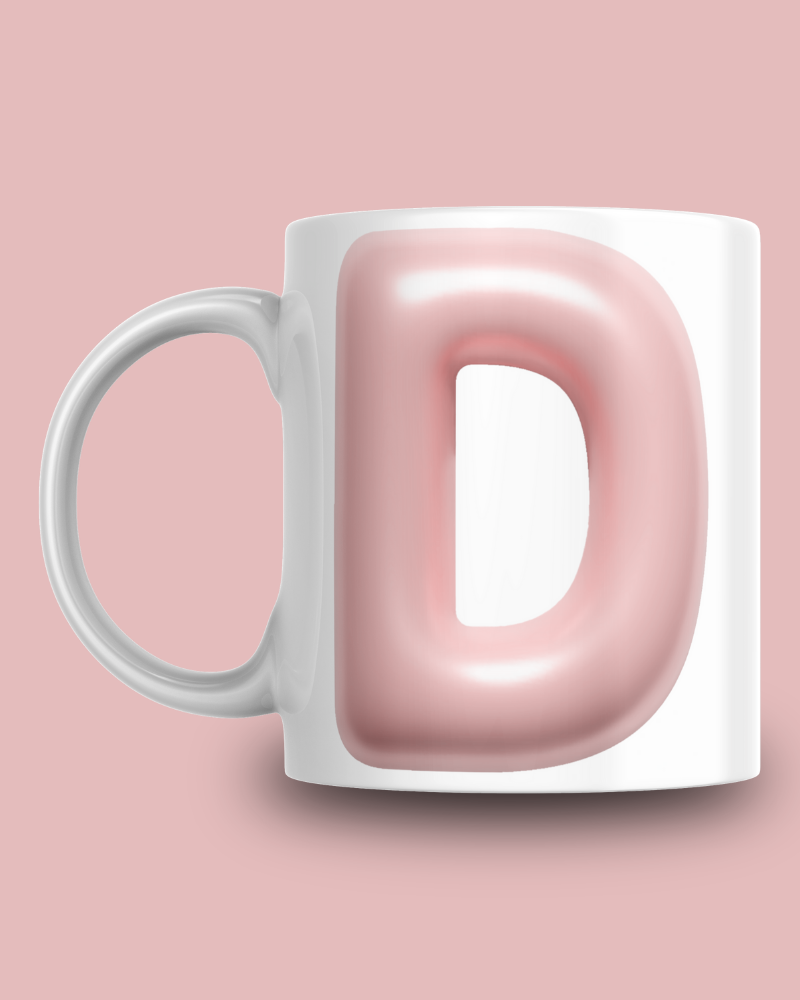 Marshmallow D Harfli Seramik 350 Ml Kupa Bardak , Kişiye Özel Hediye