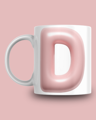Marshmallow D Harfli Seramik 350 Ml Kupa Bardak , Kişiye Özel Hediye