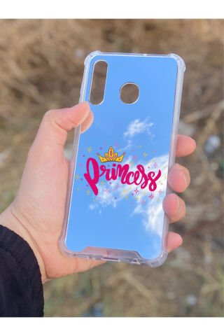 Samsung Galaxy A30 Uyumlu Aynalı Prenses Desenli Darbe Kamera Korumalı Silikon Telefon Kılıfı