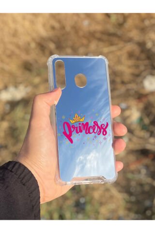 Samsung Galaxy A30 Uyumlu Aynalı Prenses Desenli Darbe Kamera Korumalı Silikon Telefon Kılıfı