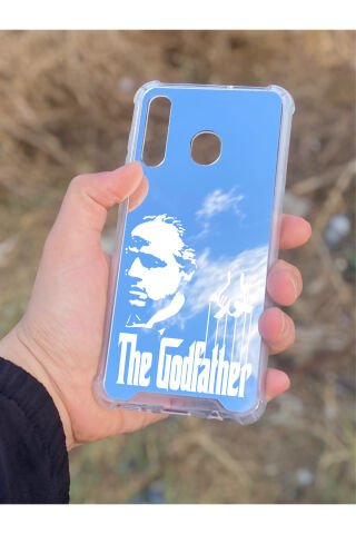 Samsung Galaxy A30 Uyumlu Aynalı GodFather Desenli Darbe Kamera Korumalı Silikon Telefon Kılıfı