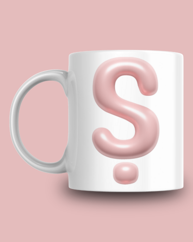 Marshmallow Ş Harfli Seramik 350 Ml Kupa Bardak , Kişiye Özel Hediye