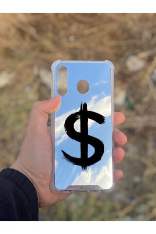 Samsung Galaxy A30 Uyumlu Aynalı Dolar Desenli Darbe Kamera Korumalı Silikon Telefon Kılıfı