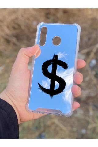Samsung Galaxy A30 Uyumlu Aynalı Dolar Desenli Darbe Kamera Korumalı Silikon Telefon Kılıfı