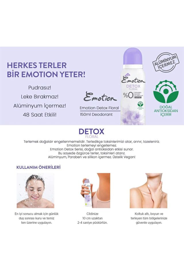 2 Adet Detox Floral Kadın Deodorant Sprey 150 ml