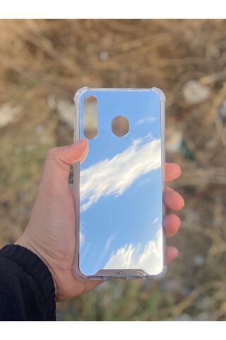Samsung Galaxy A30 Uyumlu Aynalı Düz Desenli Darbe Kamera Korumalı Silikon Telefon Kılıfı
