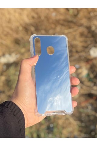 Samsung Galaxy A30 Uyumlu Aynalı Düz Desenli Darbe Kamera Korumalı Silikon Telefon Kılıfı