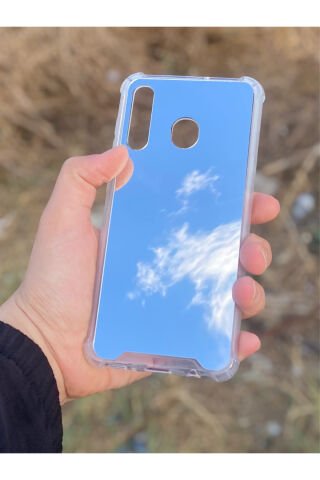 Samsung Galaxy A30 Uyumlu Aynalı Düz Desenli Darbe Kamera Korumalı Silikon Telefon Kılıfı