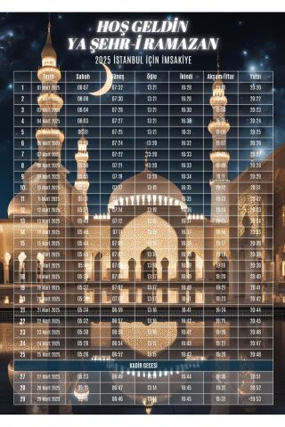 Ramazan İmsakiyesi Modern Kişiye Özel Tasarımlı Dijital Baskı 500 Adet A4 300 gr Model 15