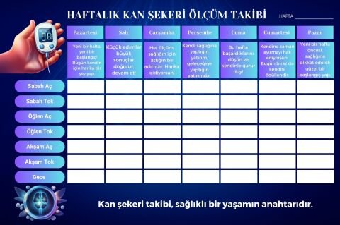 Diyabet Ölçüm Takip Çizelgesi Defteri A Kalite Özel Tasarım 3 Aylık A5