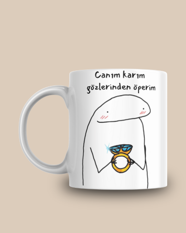 Komik Doodle Tasarım Seramik 350 Ml Kupa Bardak