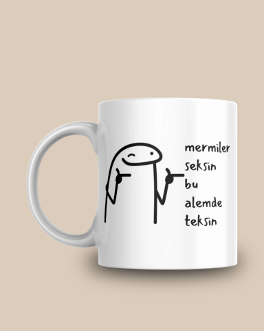 Komik Doodle Tasarım Seramik 350 Ml Kupa Bardak