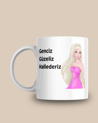Barbie Desenli Tasarım Seramik 350 Ml Kupa Bardak , Hediyelik Seramik 350 Ml Kupa Bardak