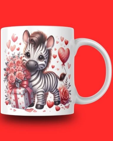 Sevgililer Günü Sevimli Hayvan Tasarım Seramik 350 Ml Kupa Bardak