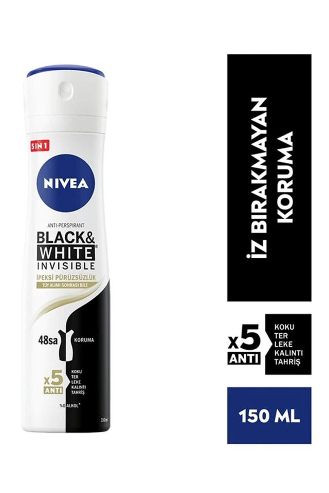 2 Adet Black&White İpeksi Pürüzsüzlük Kadın Deodorant Sprey 150 ml