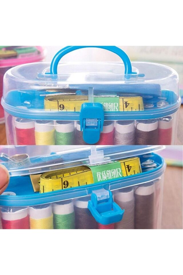24 Parça Ip Iğne Makaslı Mezuralı Mini Dikiş Seti Çantalı Dikiş Seti Seyahat Boy