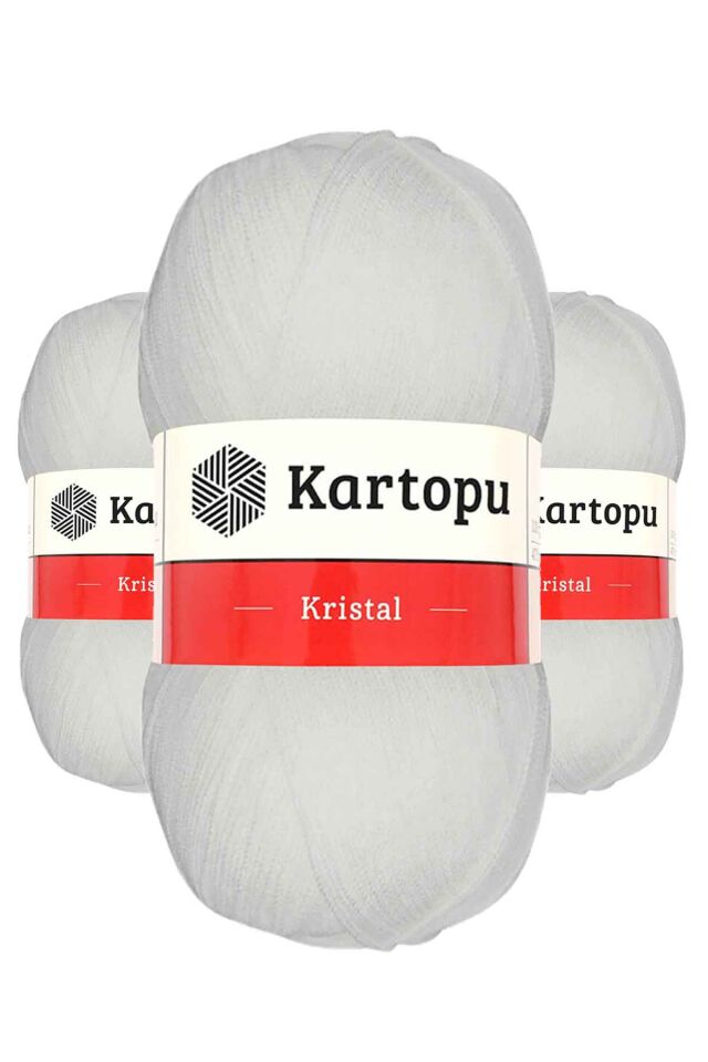 3 Adet Kristal Çift Katlı El Örgü Lif İpi Beyaz K010