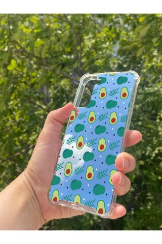 Samsung S21 Plus Uyumlu Aynalı Avakado Desenli Darbe Kamera Korumalı Silikon Telefon Kılıfı