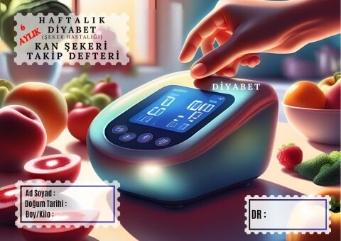 Diyabet Ölçüm Takip Çizelgesi Defteri A Kalite Özel Tasarım 6 Aylık A6 Boyut Yüksek Motiveli