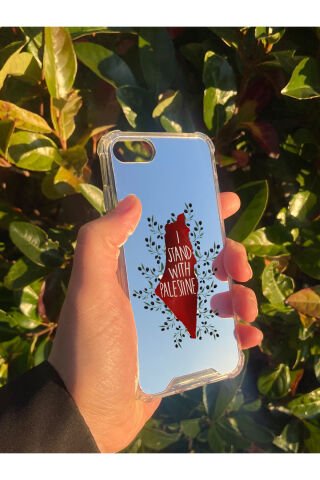 İphone 7 Uyumlu Aynalı Palestine Desenli Darbe Kamera Korumalı Silikon Telefon Kılıfı