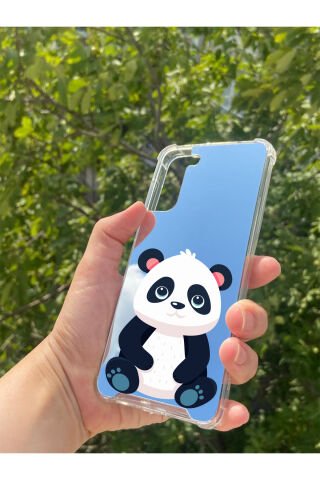 Samsung S21 Plus Uyumlu Aynalı Sevimli Panda Desenli Darbe Kamera Korumalı Silikon Telefon Kılıfı