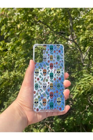 Samsung S21 Plus Uyumlu Aynalı Kuru Kafa Desenli Darbe Kamera Korumalı Silikon Telefon Kılıfı