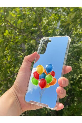 Samsung S21 Plus Uyumlu Aynalı Balon Desenli Darbe Kamera Korumalı Silikon Telefon Kılıfı