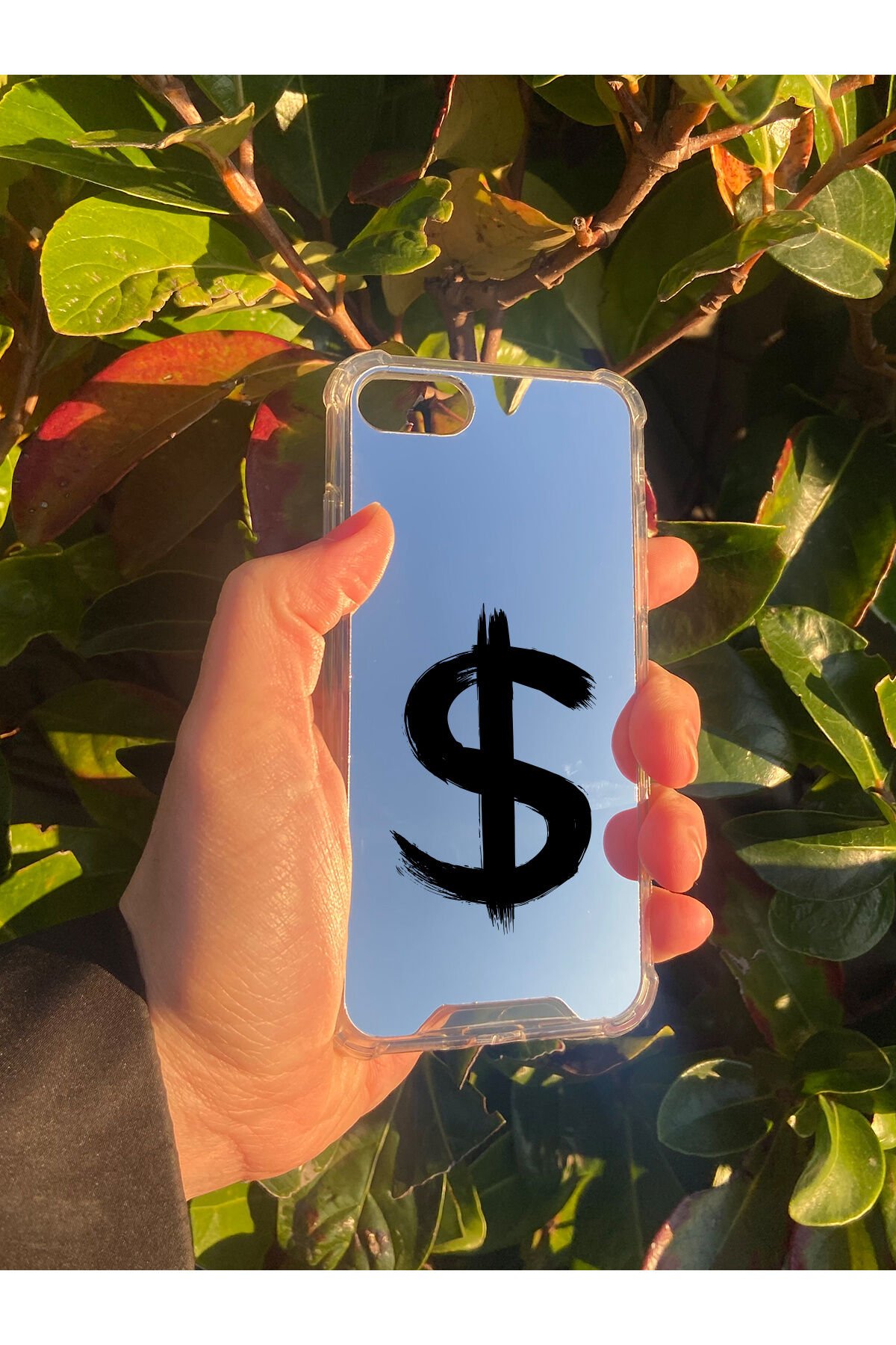 İphone 7 Uyumlu Aynalı Dollar Desenli Darbe Kamera Korumalı Silikon Telefon Kılıfı