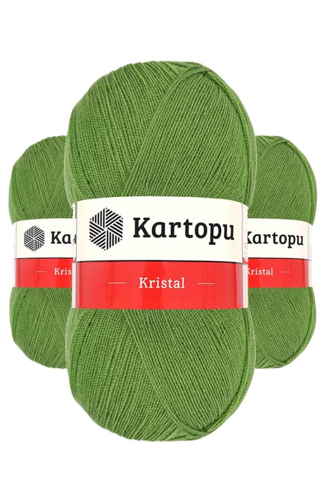 3 Adet Kristal Çift Katlı El Örgü Lif İpi Açık Yeşil K442