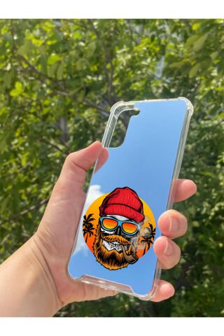 Samsung S21 Plus Uyumlu Aynalı Kuru Kafa Desenli Darbe Kamera Korumalı Silikon Telefon Kılıfı