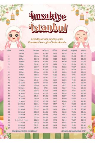 Ramazan İmsakiyesi Modern Kişiye Özel Tasarımlı Dijital Baskı 1000 Adet A4 300 gr Model 44