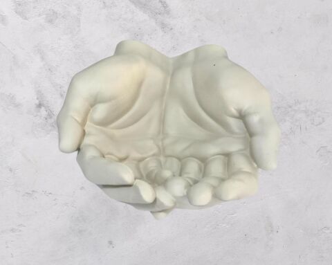 Avuç İçi El Sanatı Dekoratif Tabak 15x15 cm Bej