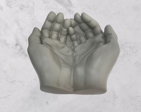 Avuç İçi El Sanatı Dekoratif Tabak 15x15 cm Gri
